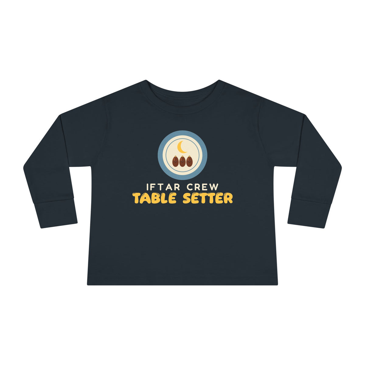 Iftar Crew: Table Setter Toddler Toddler Long Sleeve Shirt in Black – AdabStars