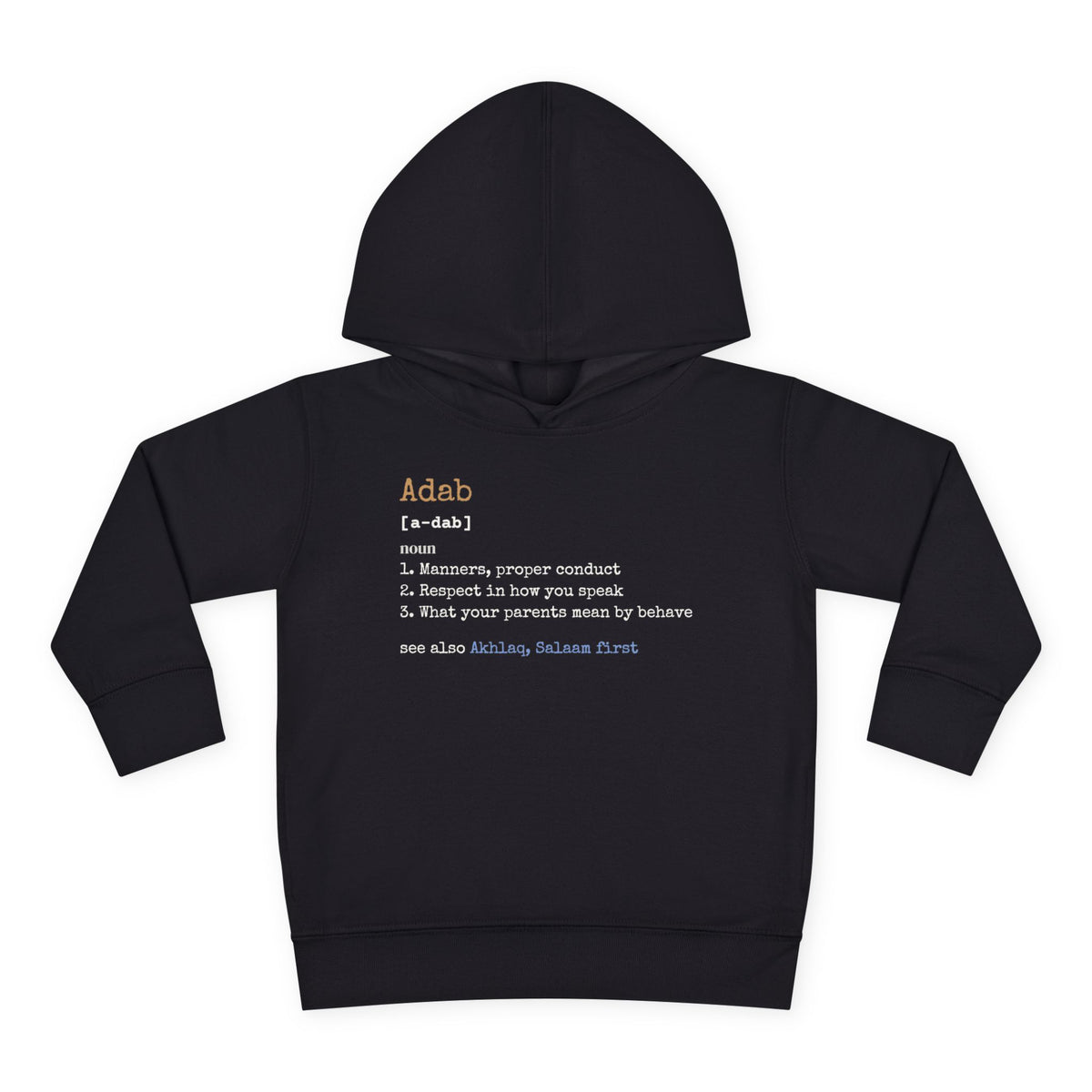 Adab Definition Islamic Toddler Hoodie in Black – AdabStars