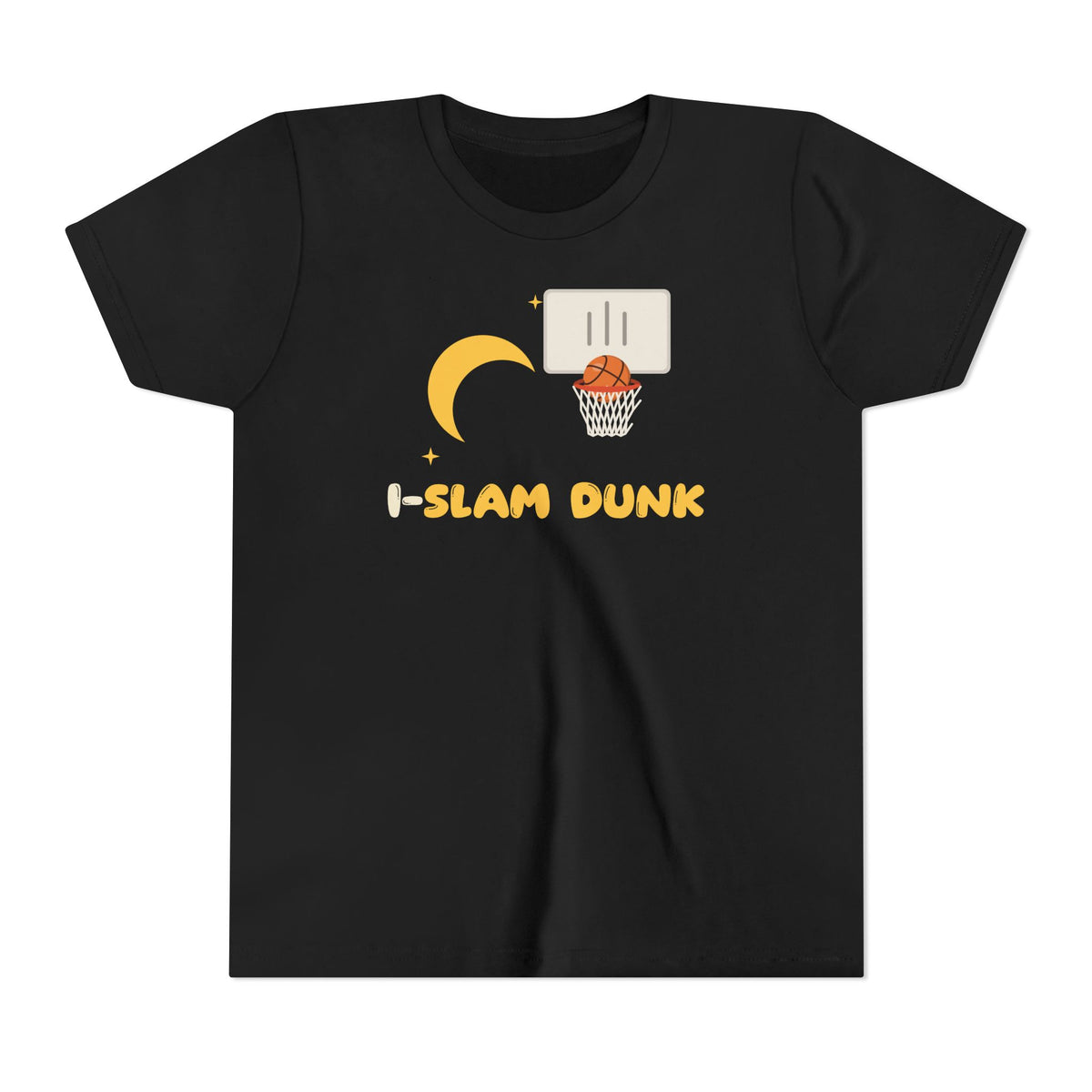 I Slam Dunk Muslim Kids Tee | Islamic Basketball Kids I-Slam Dunk Crescent Moon Wordplay | AdabStars Islamic Kids Apparel