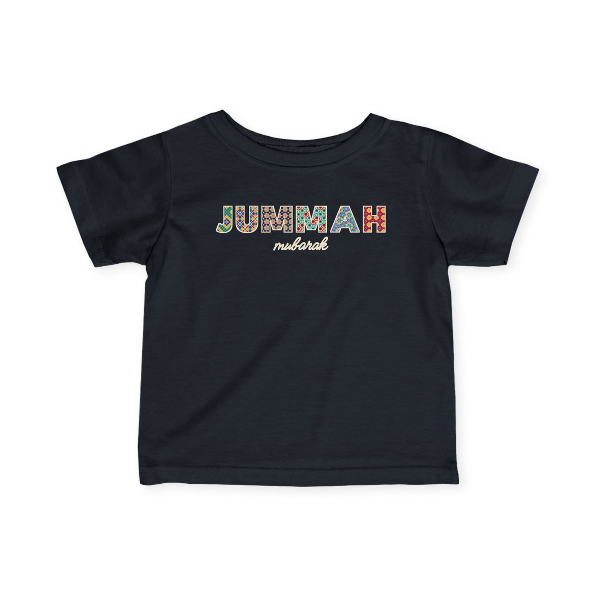 Jummah Mubarak Patterned Letters Islamic Baby T-Shirt in Black – AdabStars