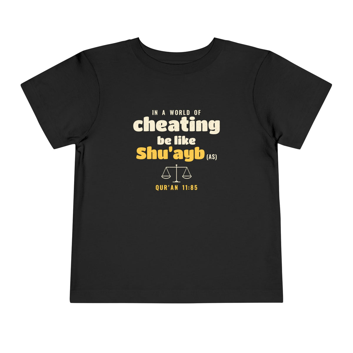 Be Like Shu'ayb (AS) Toddler T-Shirt in Black, front and back print – AdabStars