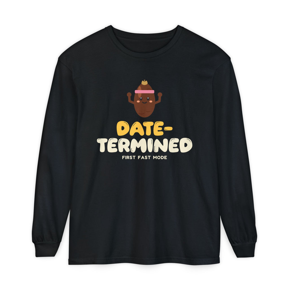 Date-Termined Ramadan Long Sleeve Shirt | Ramadan Kids First Fast Fruit Strong Pun | AdabStars Islamic Kids Apparel