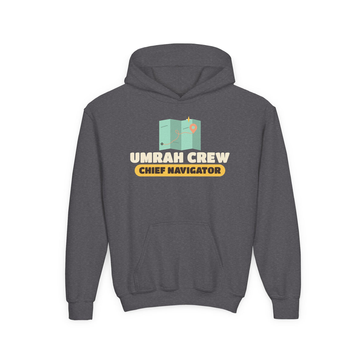 Umrah Crew Chief Navigator Islamic Kids Hoodie in Dark Heather – AdabStars