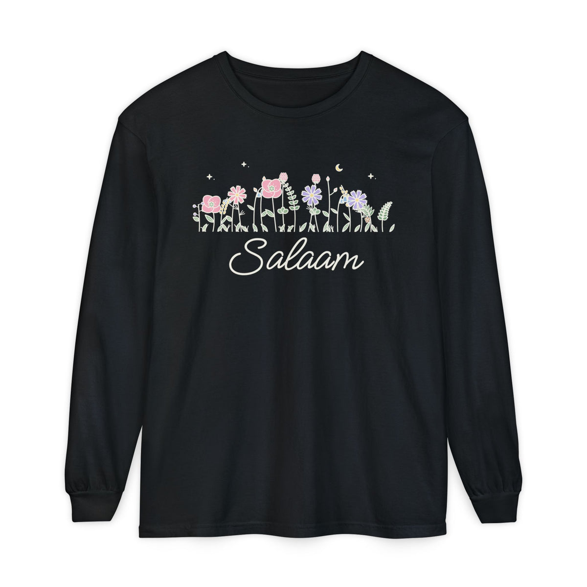 Salaam Meadow Flowers Heavyweight Long Sleeve Shirt in Black – AdabStars