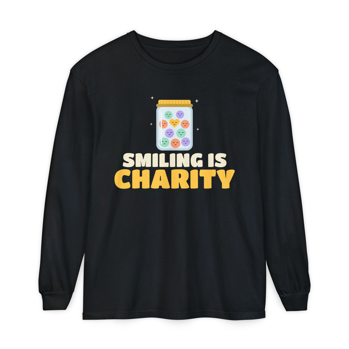 Smiling Is Charity Jar Islamic Heavyweight Long Sleeve Shirt in Black – AdabStars