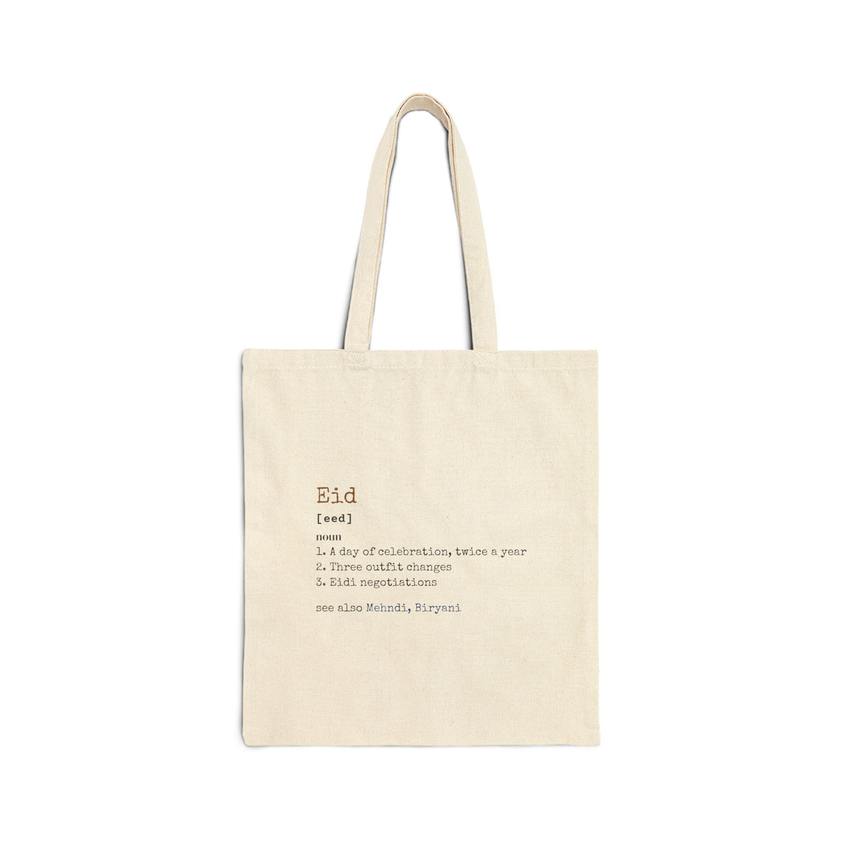 Eid Definition Canvas Tote Bag in Natural, double-sided print – AdabStars