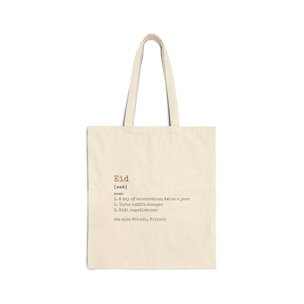 Eid Definition Double-Sided Tote Bag | Funny Muslim Celebration Outfit Changes Word | AdabStars Islamic Gifts
