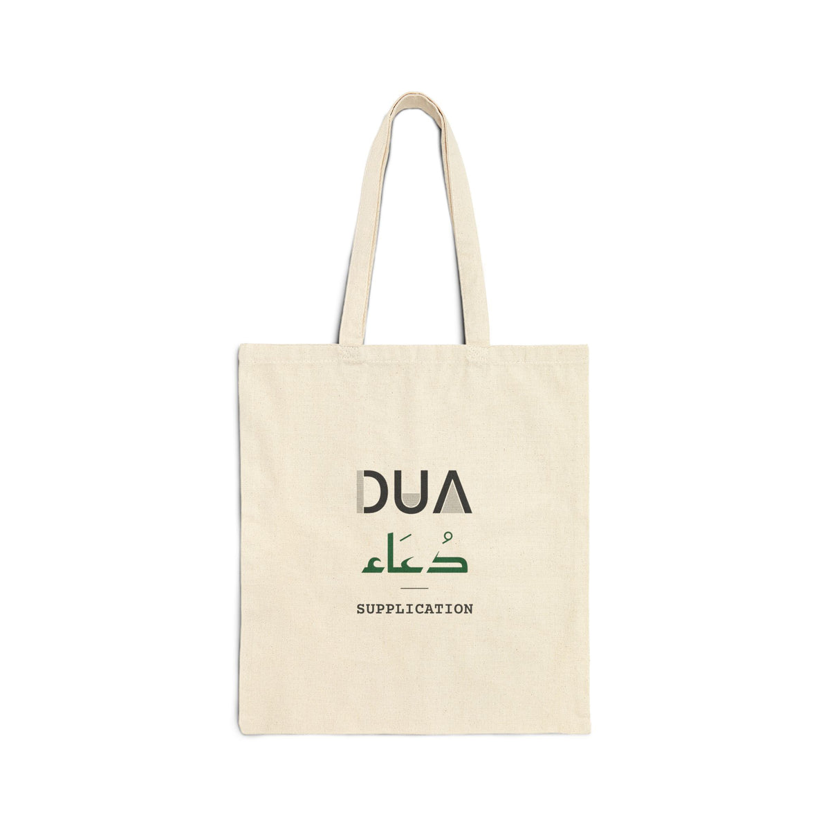 Dua Dual Language with English Meaning Islamic Canvas Tote Bag in Natural, one-sided print – AdabStars