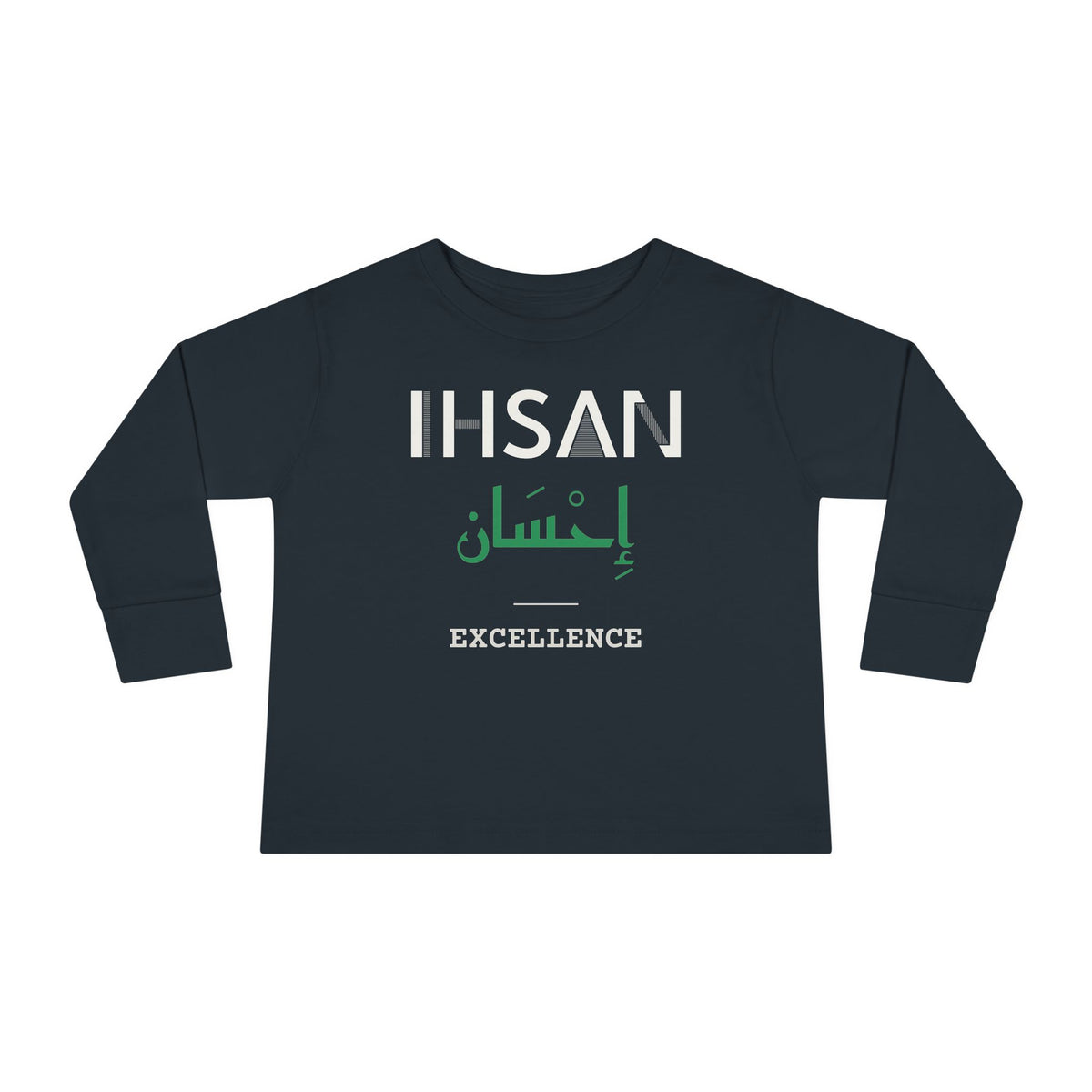 Ihsan Dual Language with English Meaning Islamic Toddler Toddler Long Sleeve Shirt in Black – AdabStars
