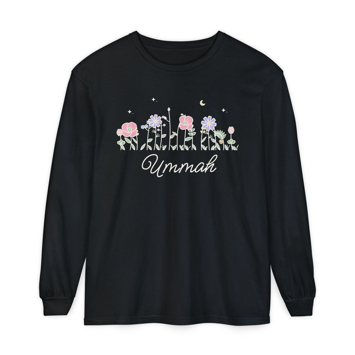 Ummah Meadow Flowers Heavyweight Long Sleeve Shirt in Black – AdabStars