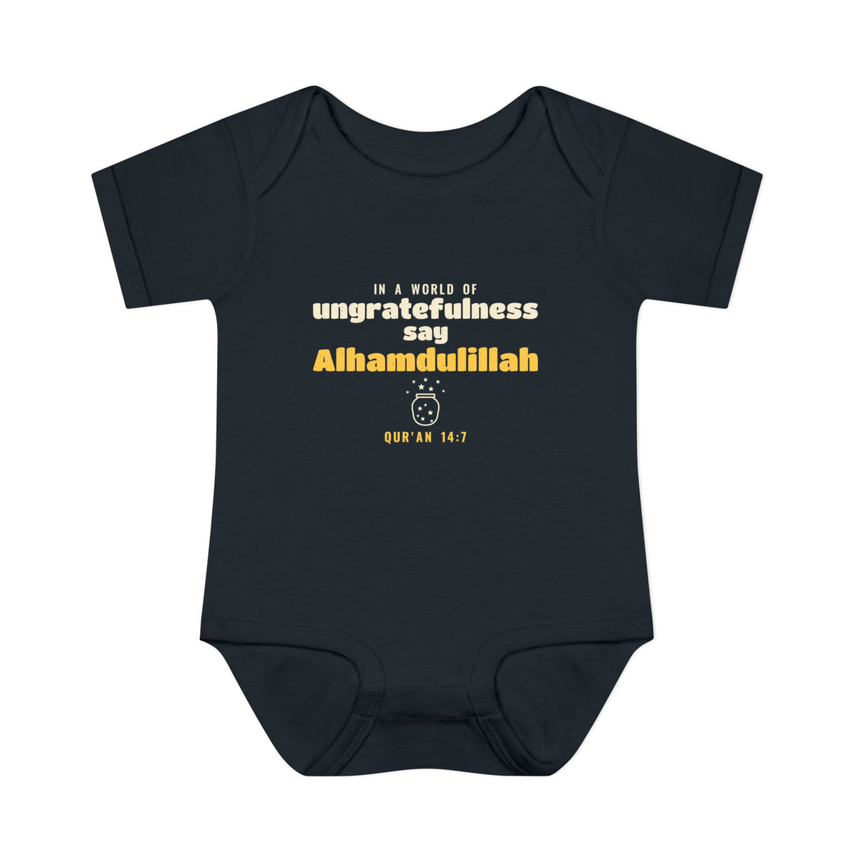 Say Alhamdulillah Baby Bodysuit in Black – AdabStars