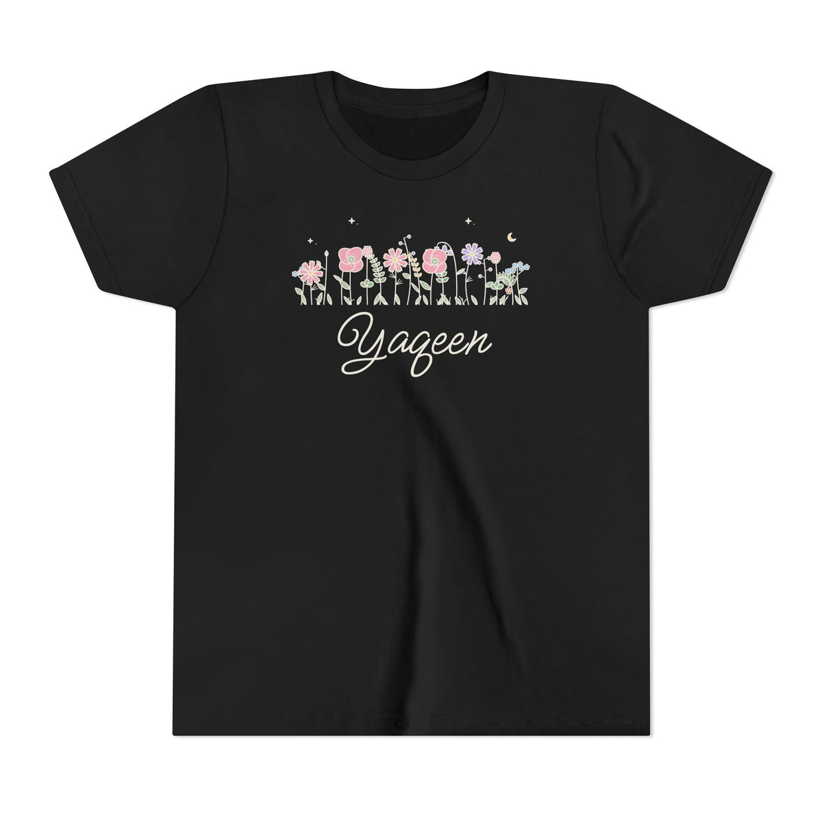 Yaqeen Meadow Flowers Islamic Kids T-Shirt in Black – AdabStars