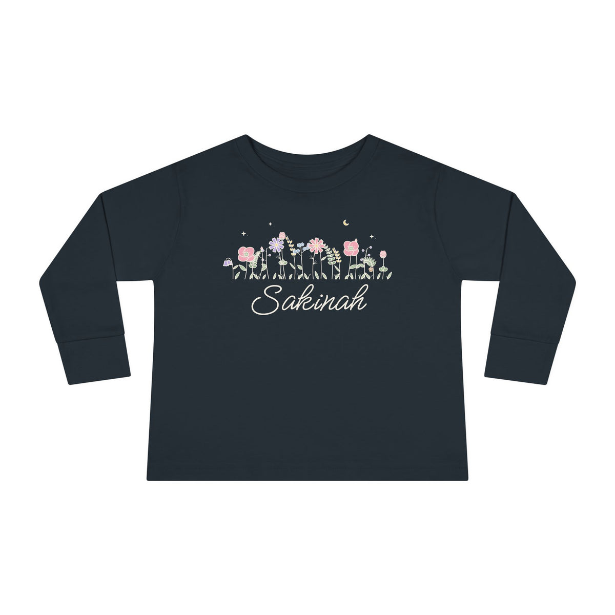 Sakinah Meadow Flowers Toddler Long Sleeve Shirt in Black – AdabStars