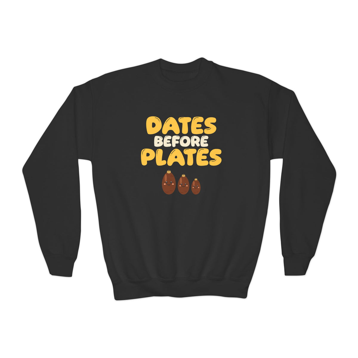 Dates Before Plates Ramadan Kids Sweatshirt | Ramadan Iftar Kids Family Food Pun | AdabStars Islamic Apparel