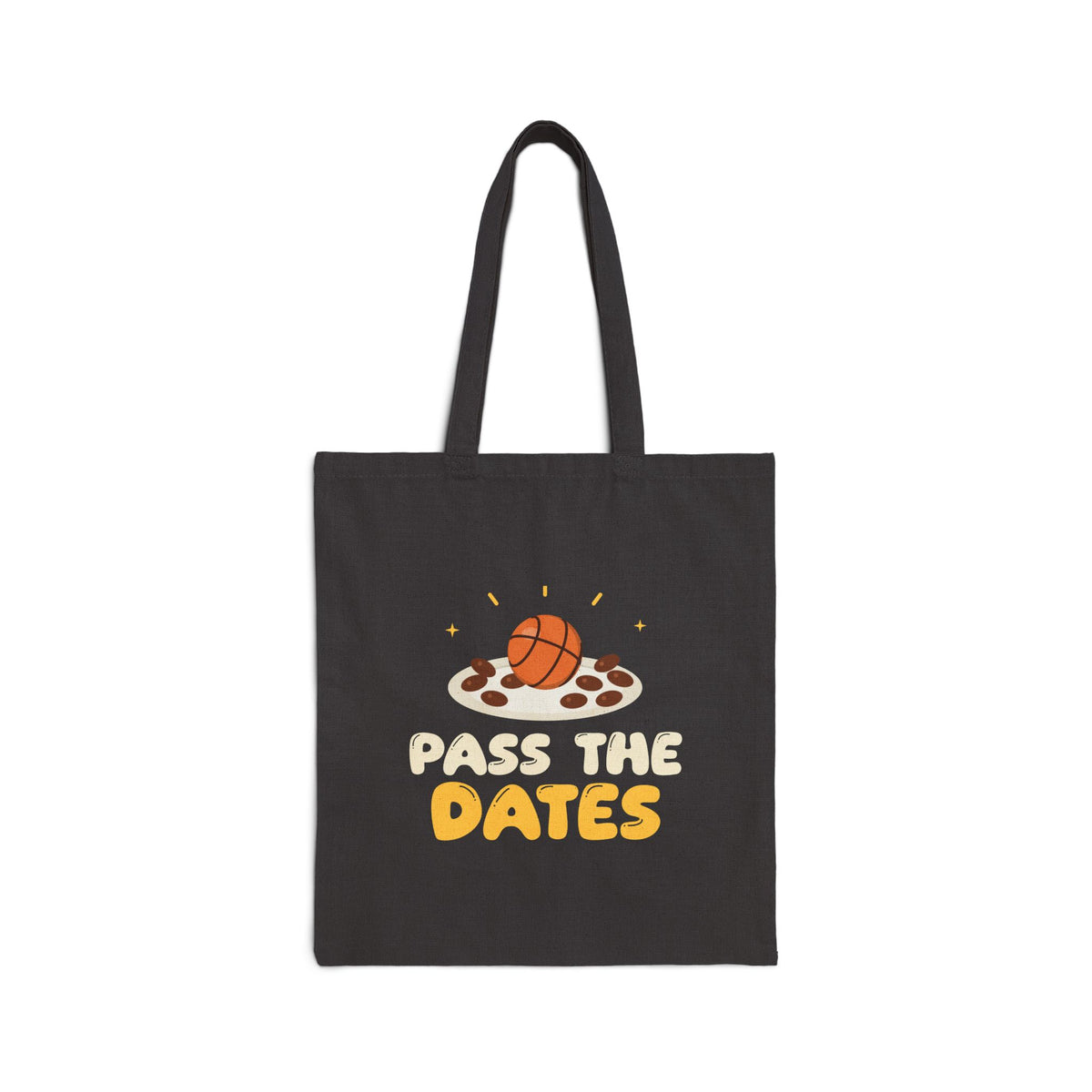 Pass The Dates Canvas Tote Bag in Black, one-sided print – AdabStars
