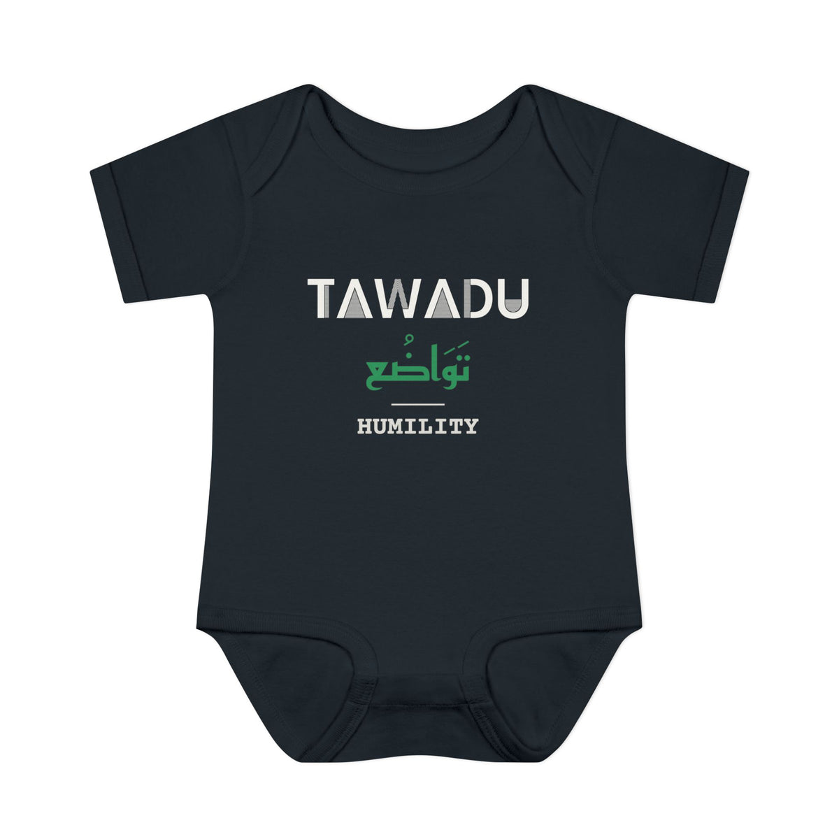 Tawadu Dual Language with English Meaning Islamic Baby Bodysuit in Black – AdabStars