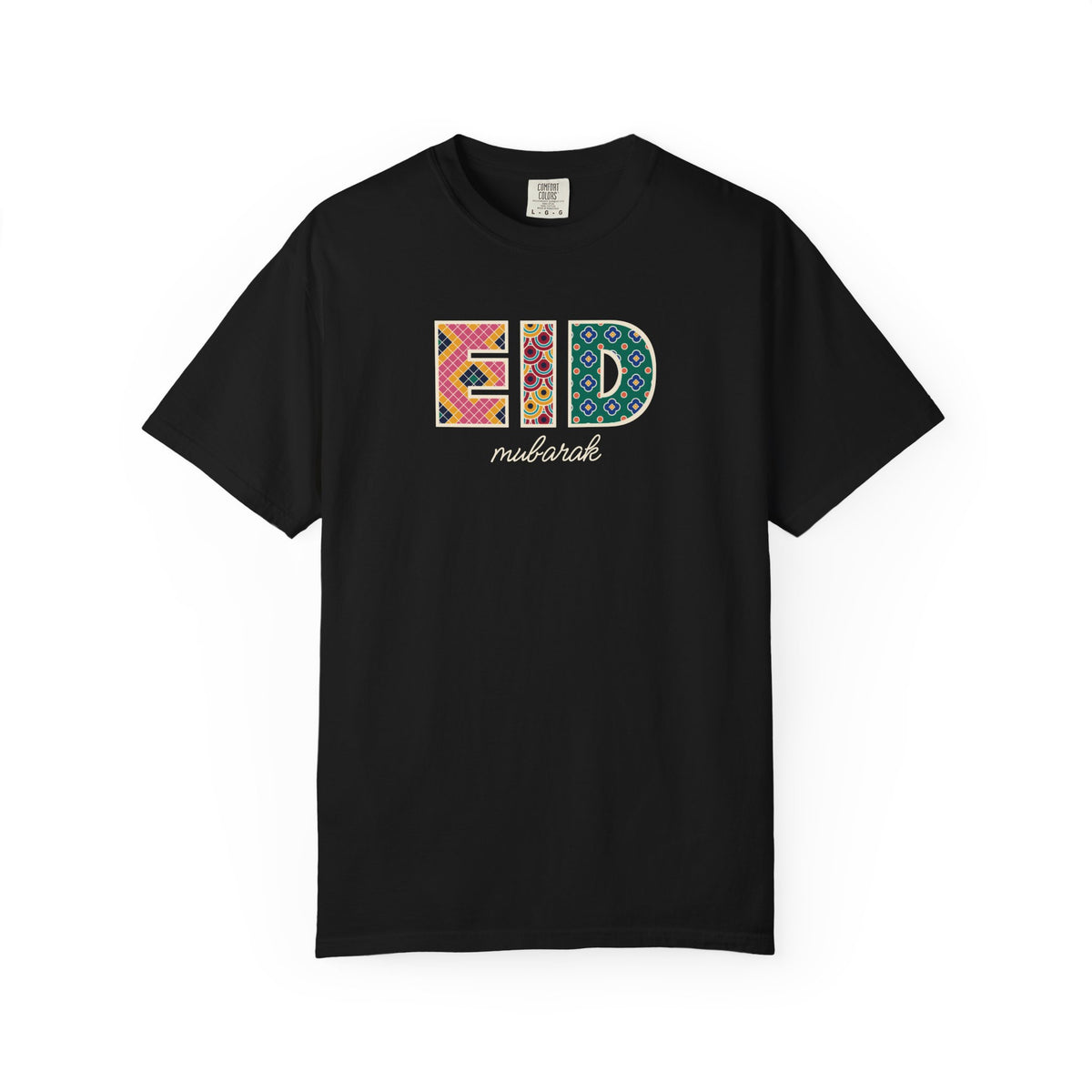 Eid Mubarak Patterned Letters Heavyweight T-Shirt in Black – AdabStars