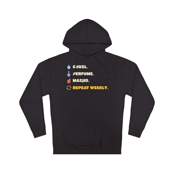 Ghusl Perfume Masjid Repeat Islamic Hoodie in Black – AdabStars