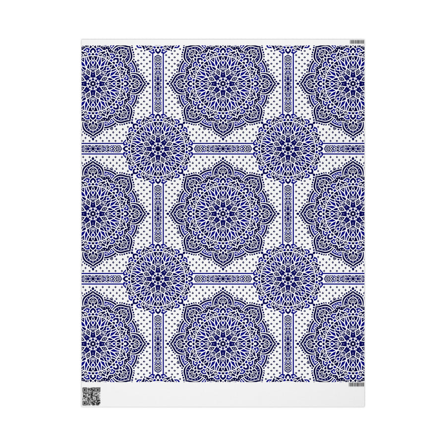 Islamic Mandala Gift Wrapping Paper – Elegant Blue & White Arabesque Design for Eid, Ramadan & Special Occasions
