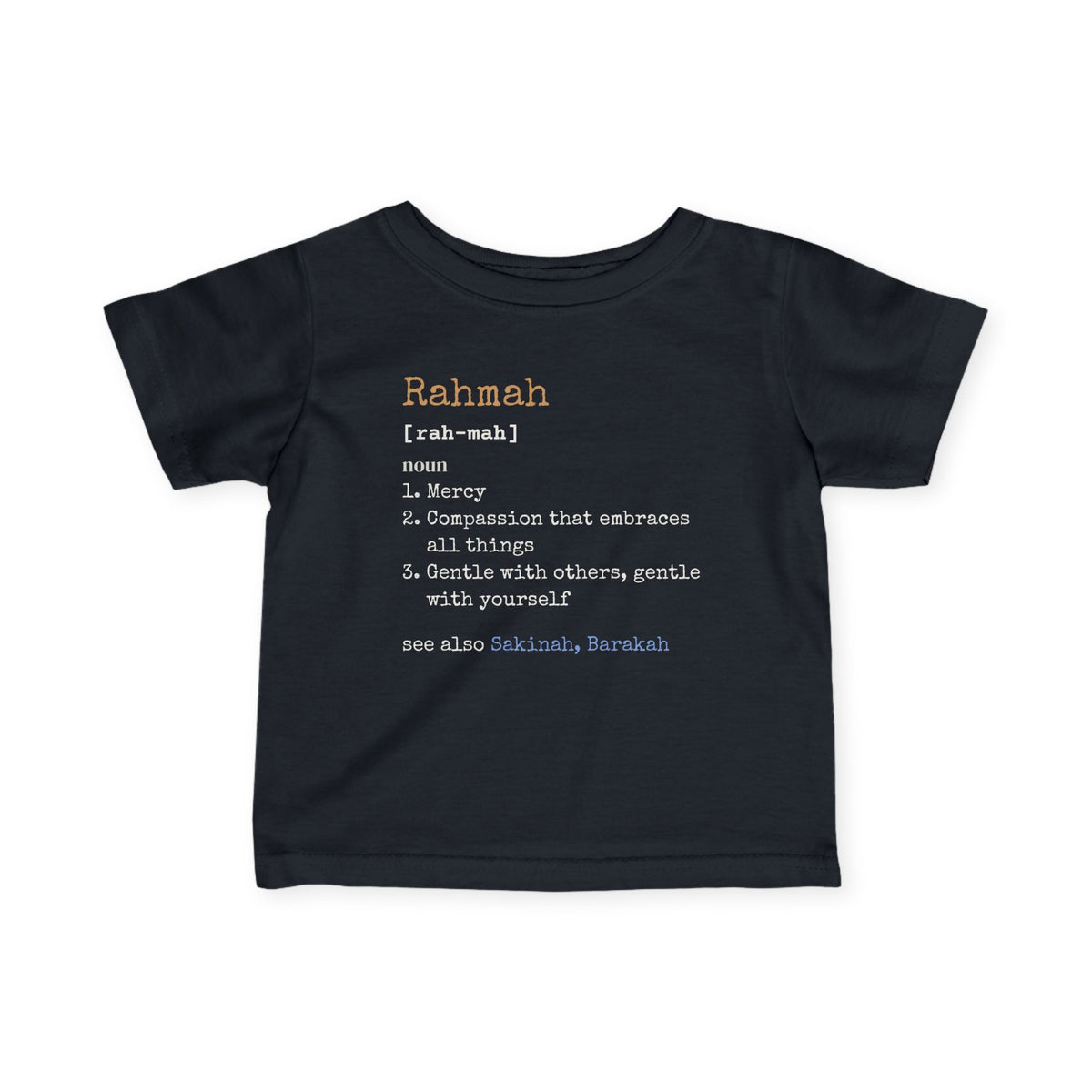 Rahmah Definition Islamic Baby T-Shirt in Black – AdabStars