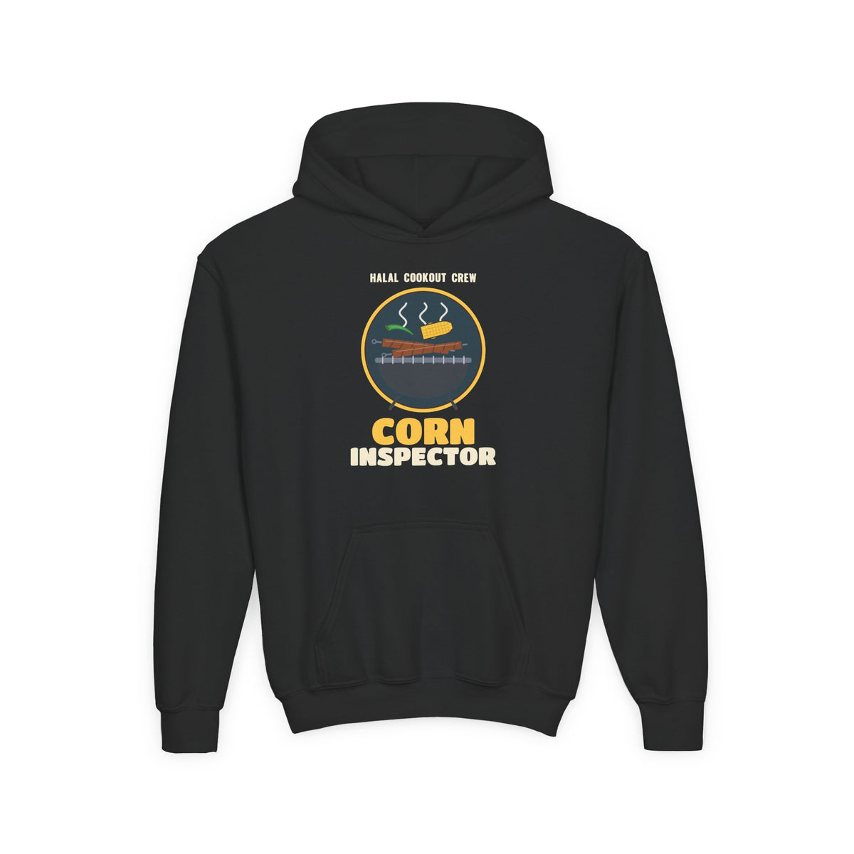 Corn Inspector Halal Cookout Islamic Kids Hoodie in Black – AdabStars