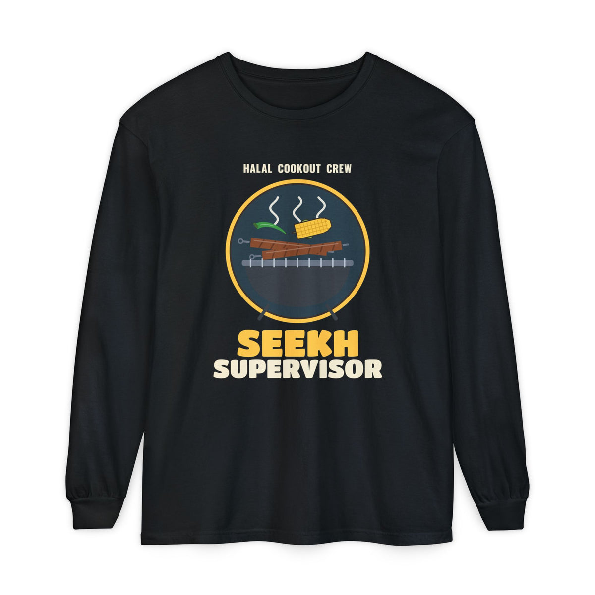 Seekh Supervisor Halal Cookout Heavyweight Long Sleeve Shirt in Black – AdabStars