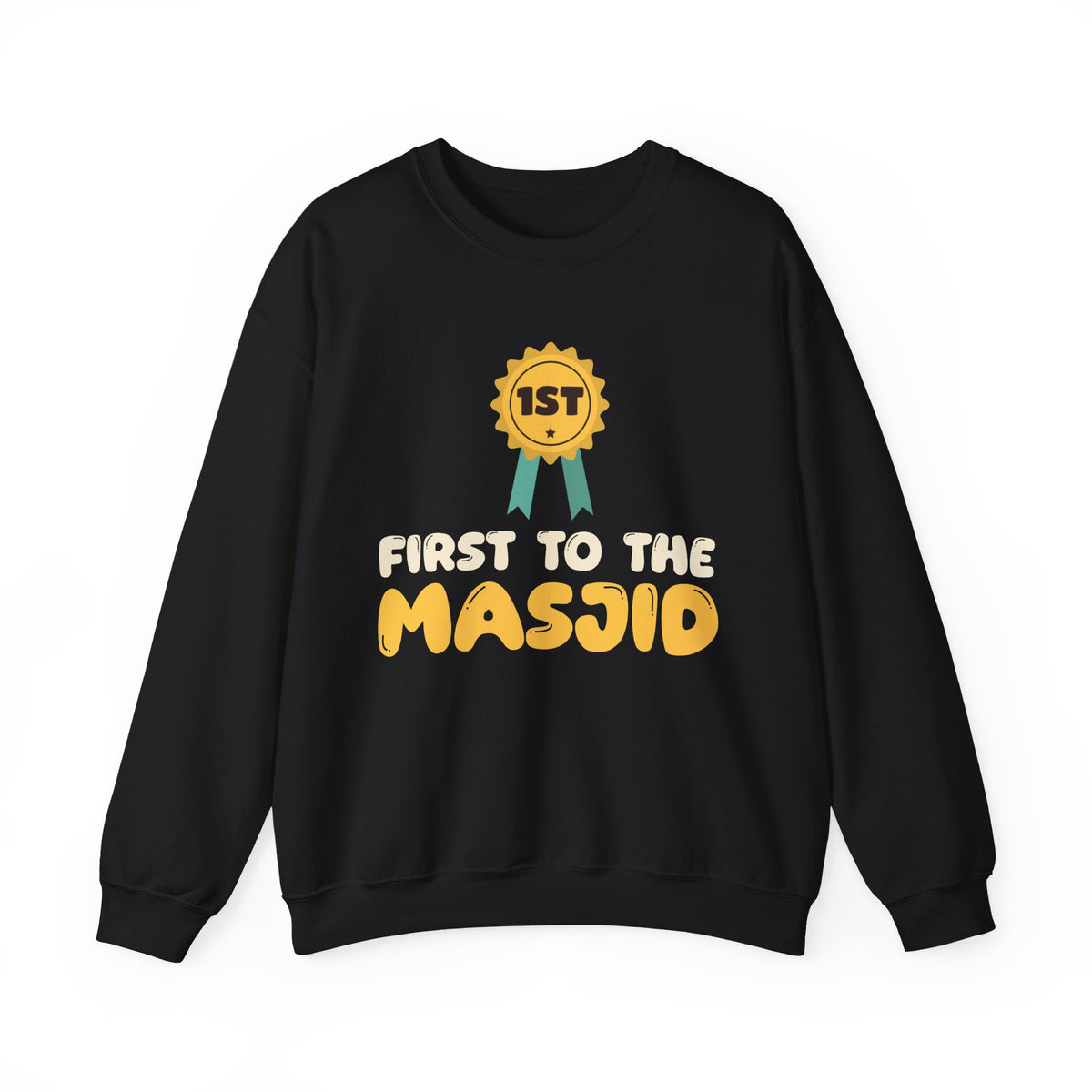 First to the Masjid Islamic Crewneck Sweatshirt in Black – AdabStars