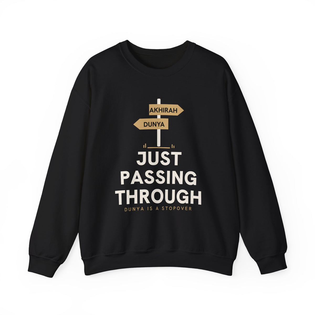 Just Passing Through Islamic Crewneck Sweatshirt in Black – AdabStars