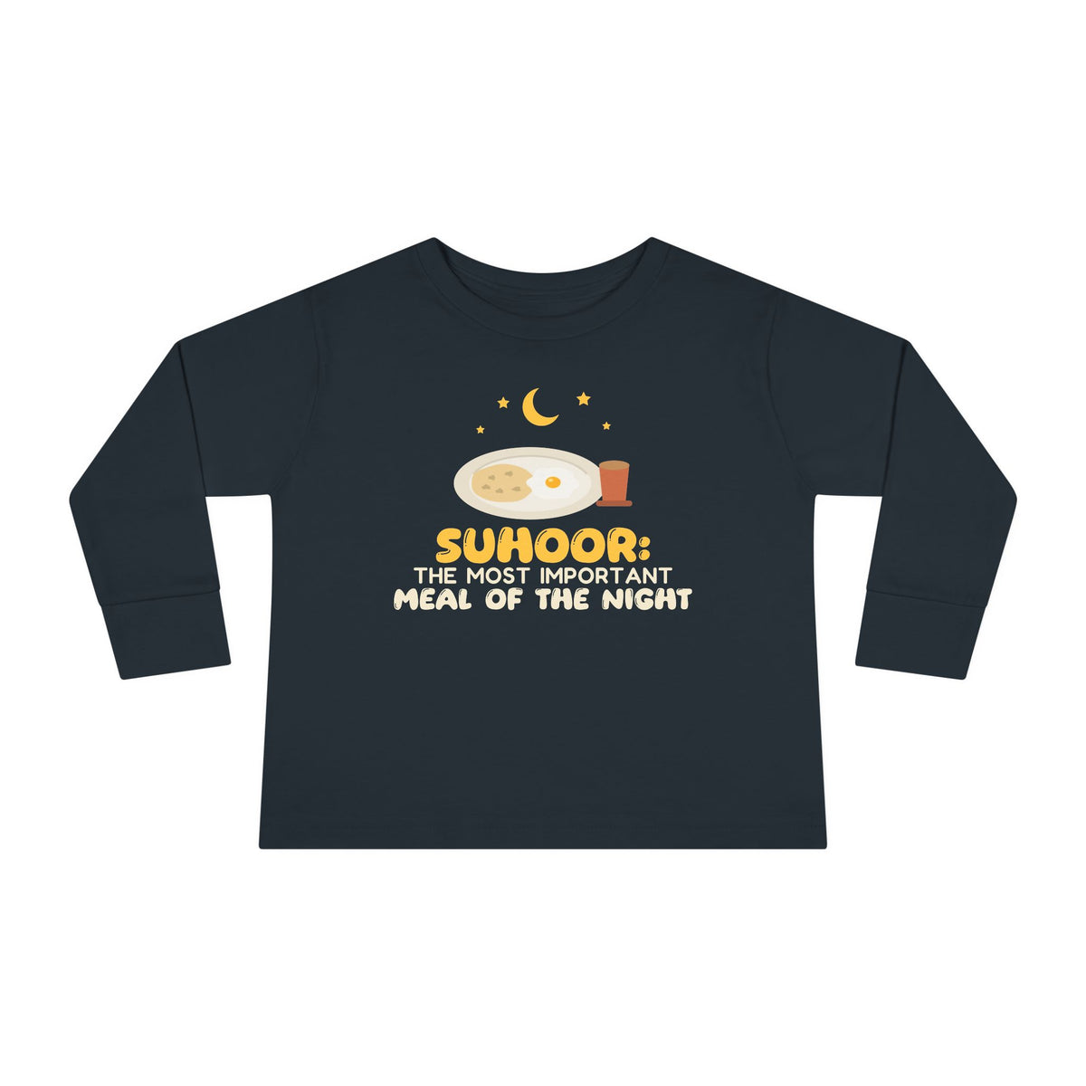 Suhoor: Most Important Meal Of The Night Toddler Toddler Long Sleeve Shirt in Black – AdabStars