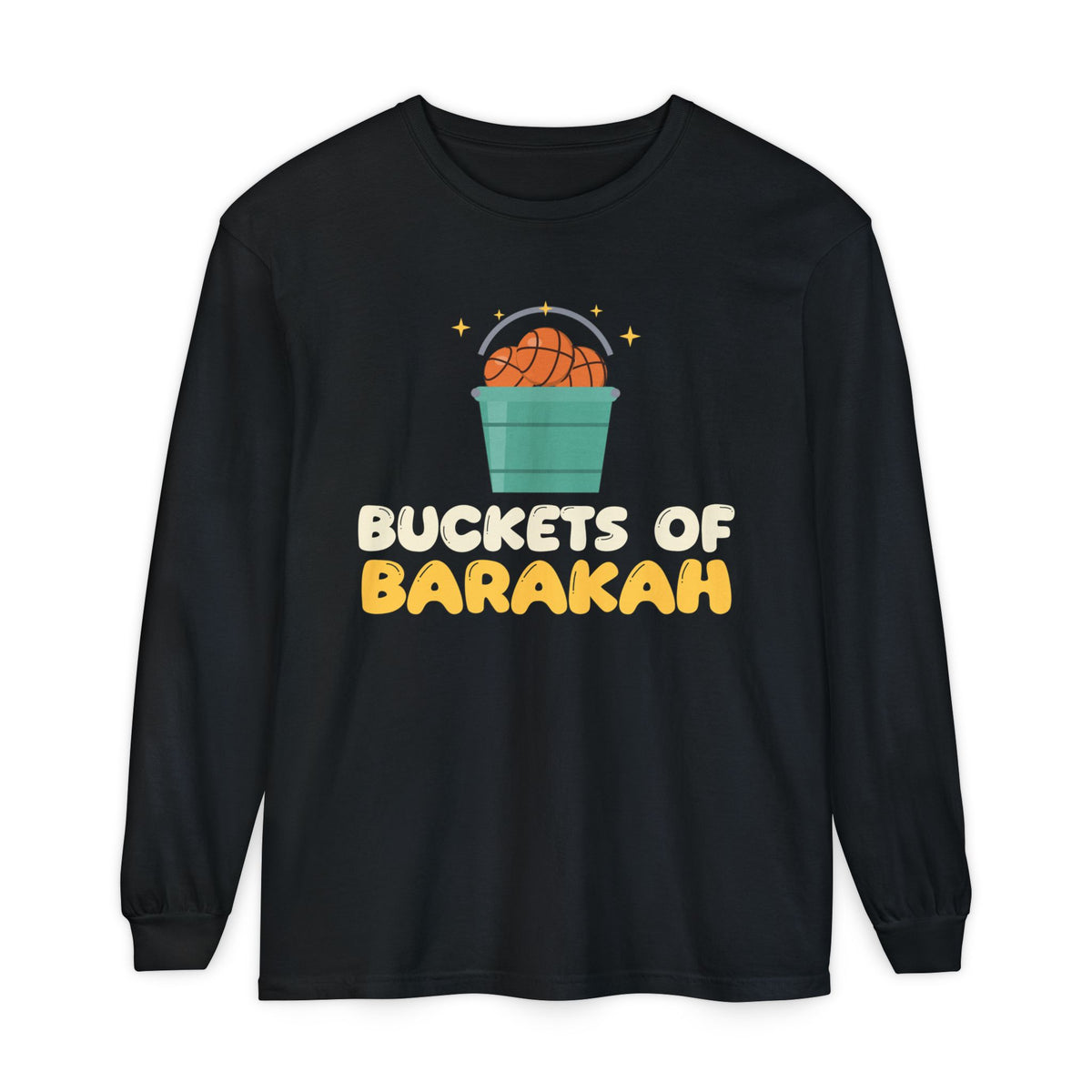 Buckets Of Barakah Muslim Long Sleeve Shirt | Muslim Kids Basketball Pun Buckets Of Barakah Blessings | AdabStars Islamic Kids Apparel
