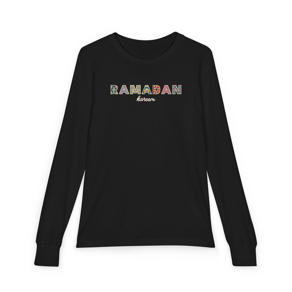 Ramadan Kareem Patterned Letters Kids Kids Long Sleeve Shirt in Black – AdabStars