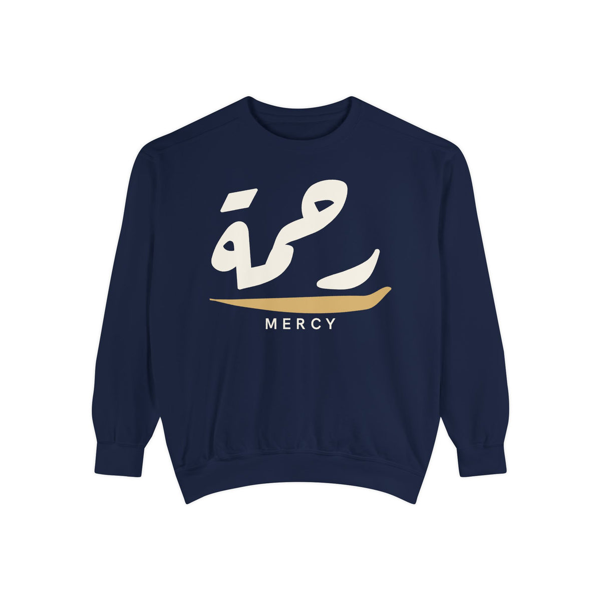 Rahmah Mercy Arabic Calligraphy Islamic Premium Sweatshirt in True Navy – AdabStars