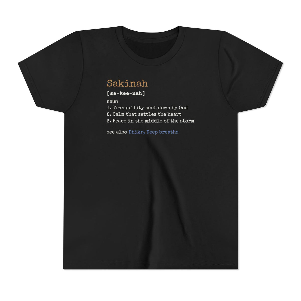 Sakinah Definition Islamic Kids T-Shirt in Black – AdabStars
