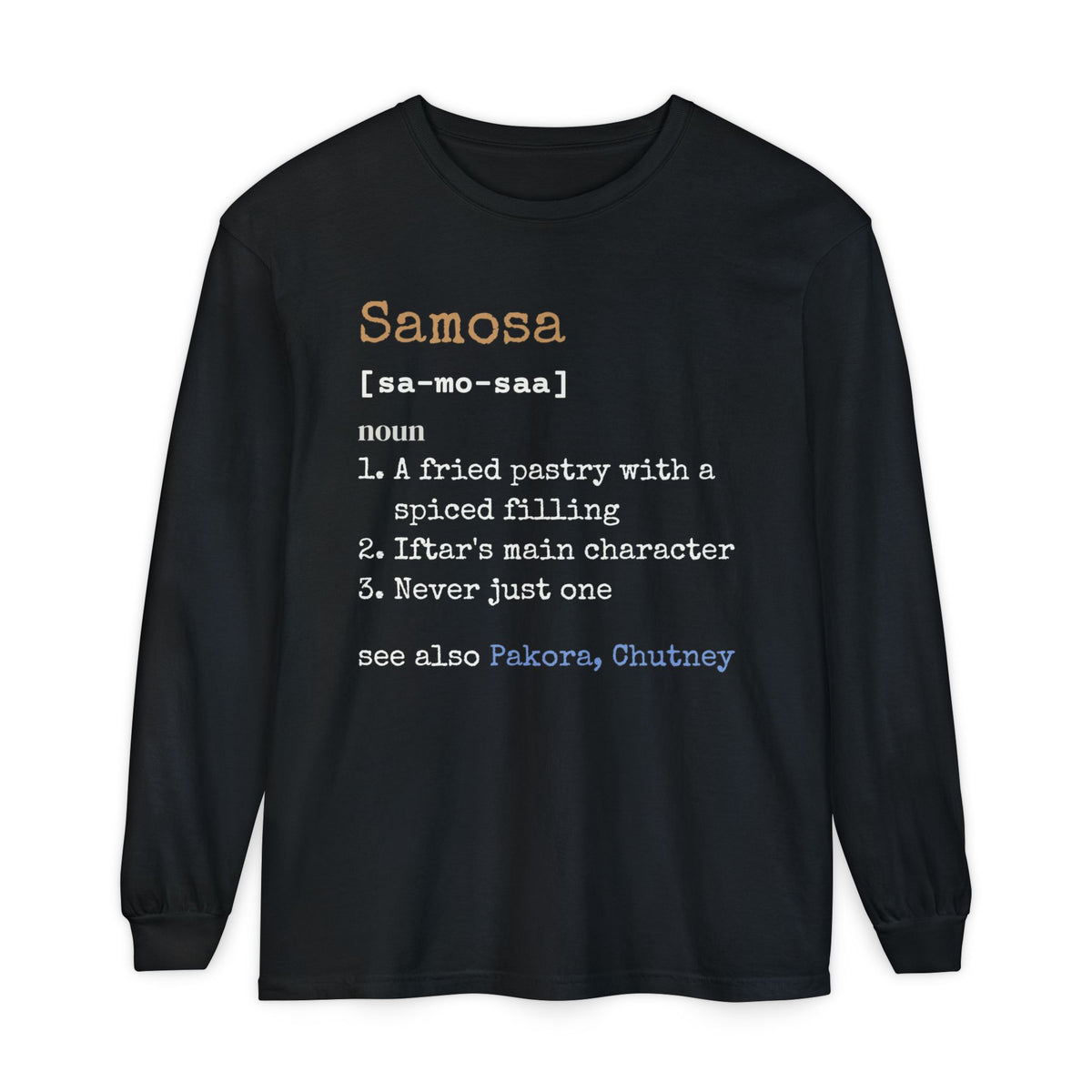 Samosa Definition Ramadan Long Sleeve Shirt | Desi Food Lover Funny Ramadan Pastry Word | AdabStars Islamic Apparel