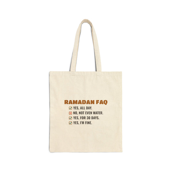 Ramadan FAQ Canvas Tote Bag in Natural, double-sided print – AdabStars