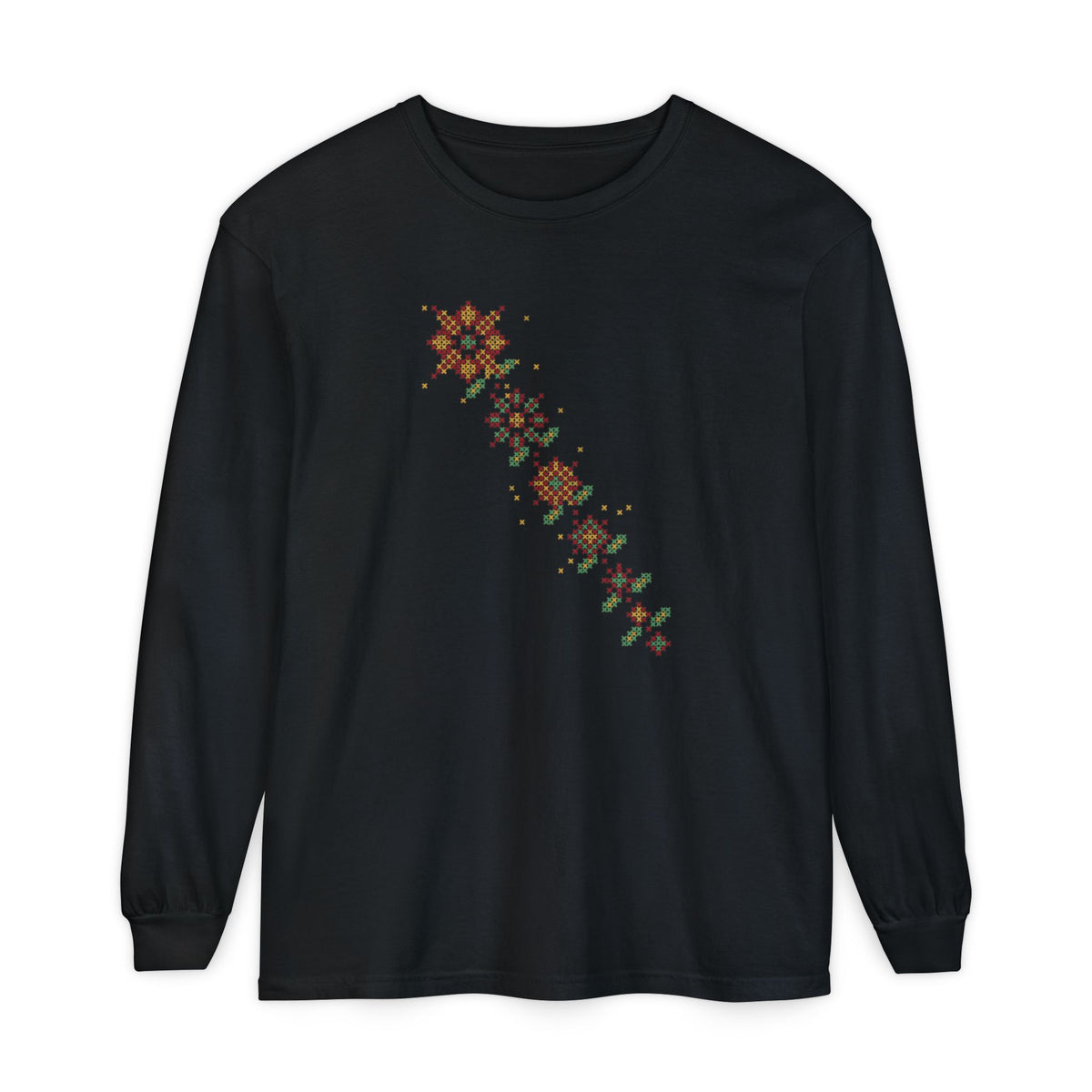 Tatreez Star Cascade Islamic Heavyweight Long Sleeve Shirt in Black – AdabStars