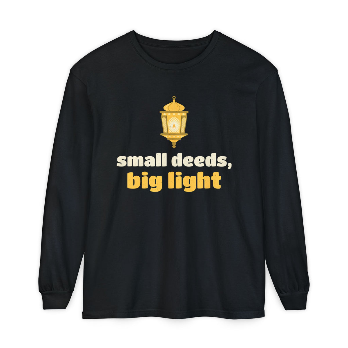 Small Deeds, Big Light Ramadan Long Sleeve Shirt | Deeds Big Light Ramadan Kindness Lantern Good Habits | AdabStars Islamic Apparel