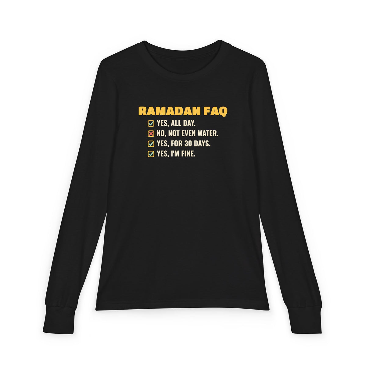 Ramadan FAQ Kids Kids Long Sleeve Shirt in Black – AdabStars