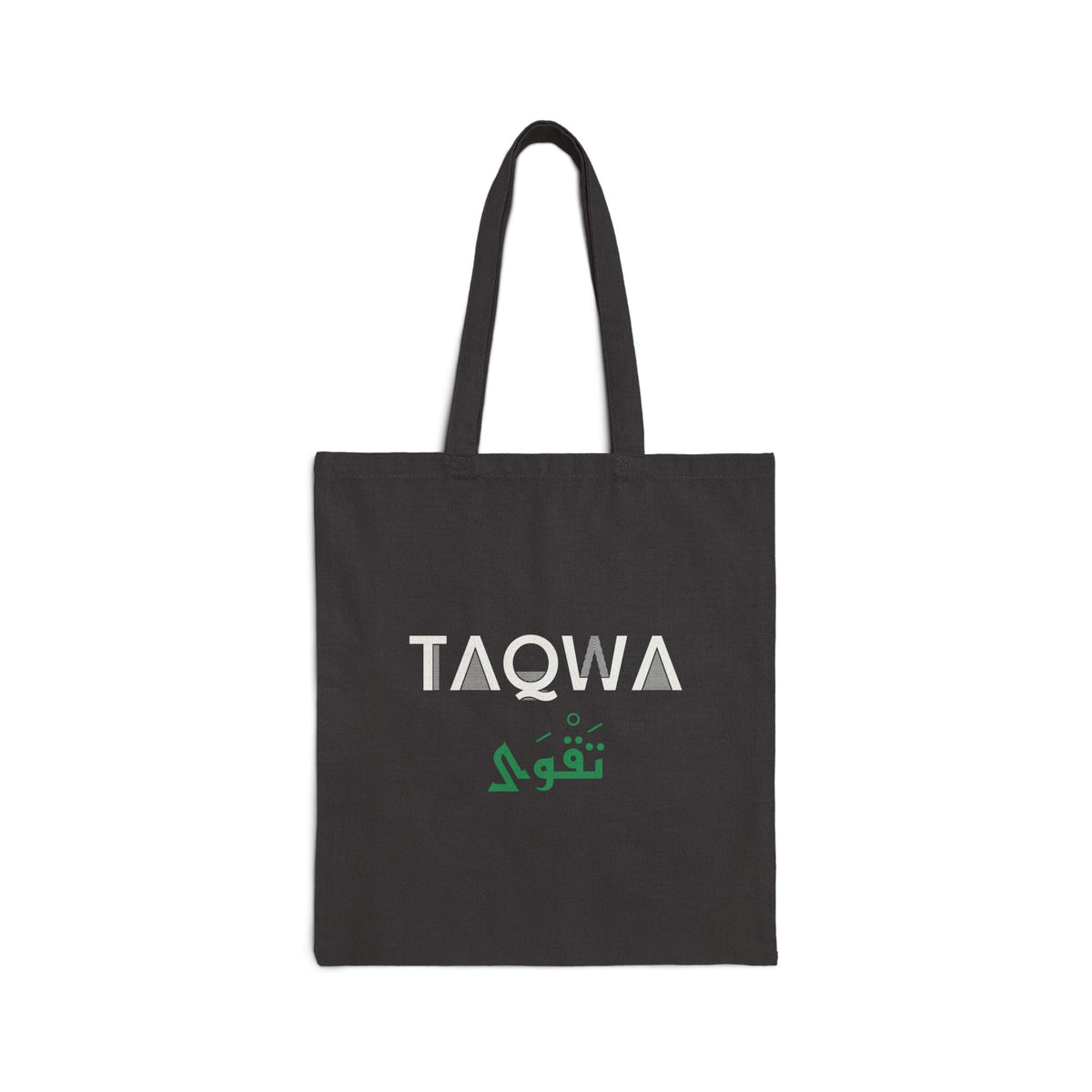 Taqwa Dual Language Canvas Tote Bag in Black, one-sided print – AdabStars