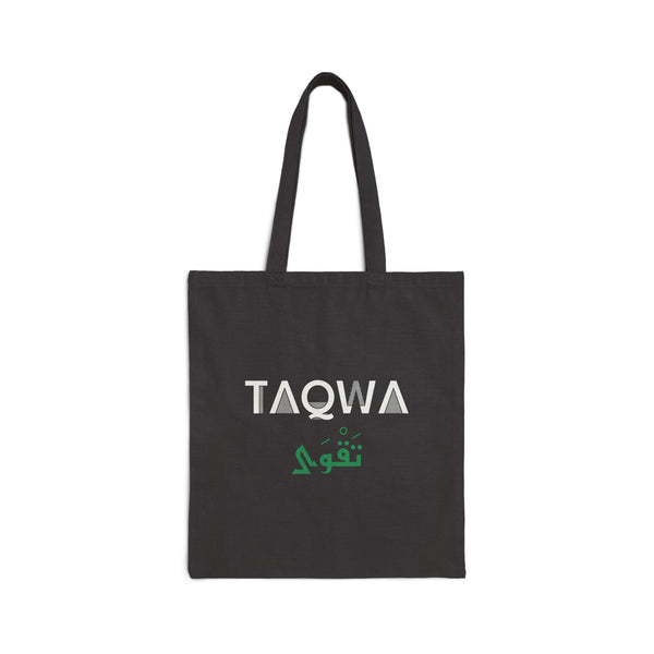 Taqwa Dual Language Canvas Tote Bag in Black, one-sided print – AdabStars