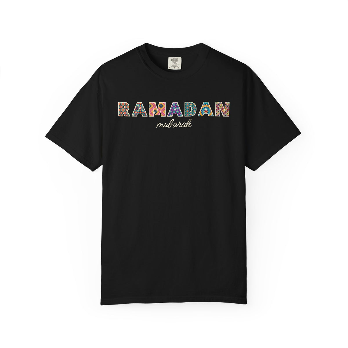 Ramadan Mubarak Patterned Letters Heavyweight T-Shirt in Black – AdabStars