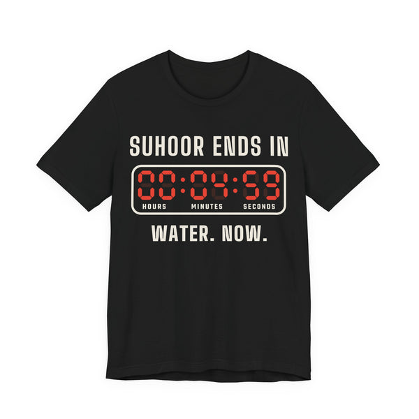 Suhoor Ends In 00:04:59 Unisex T-Shirt in Black – AdabStars