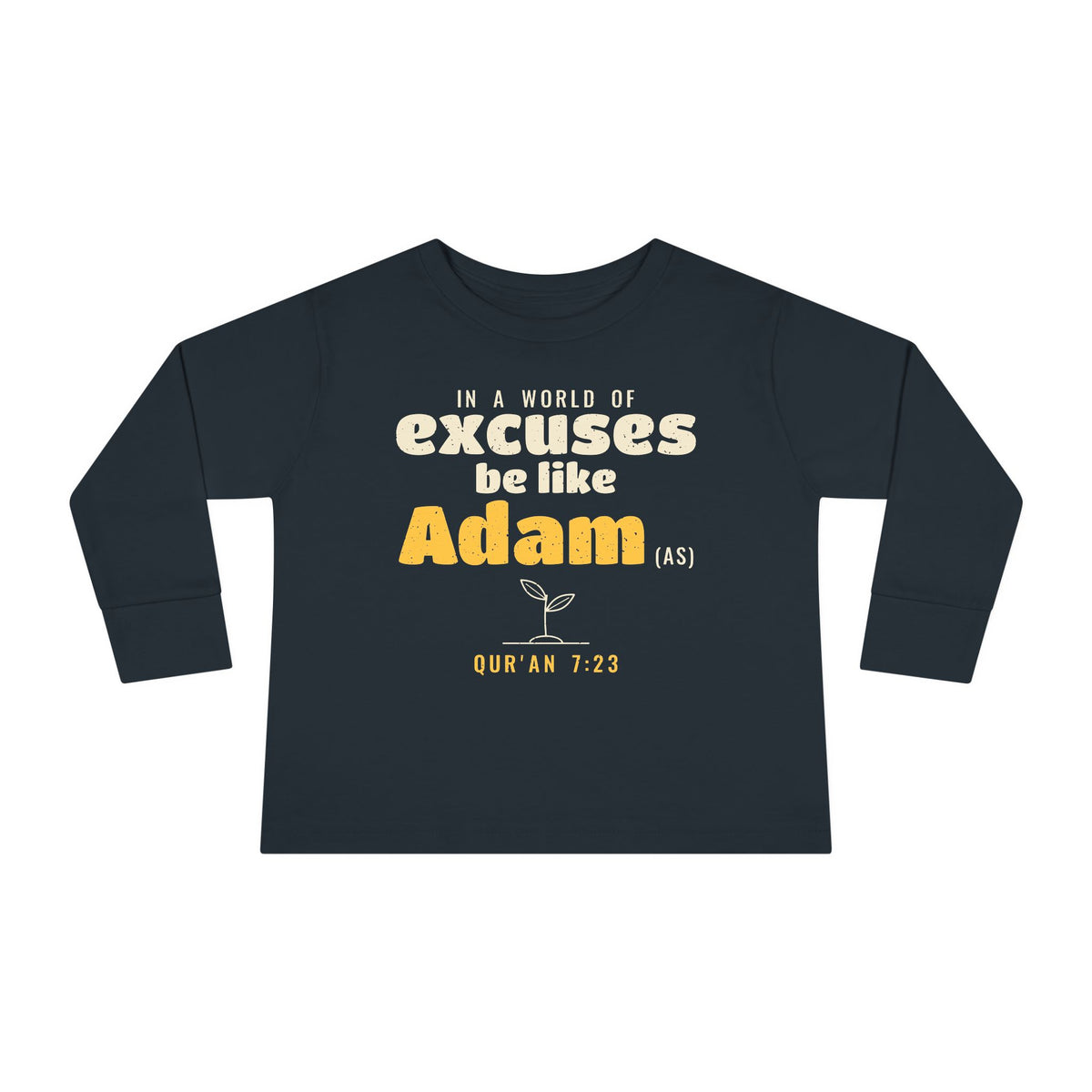 Be Like Adam (AS) Toddler Toddler Long Sleeve Shirt in Black, front and back print – AdabStars