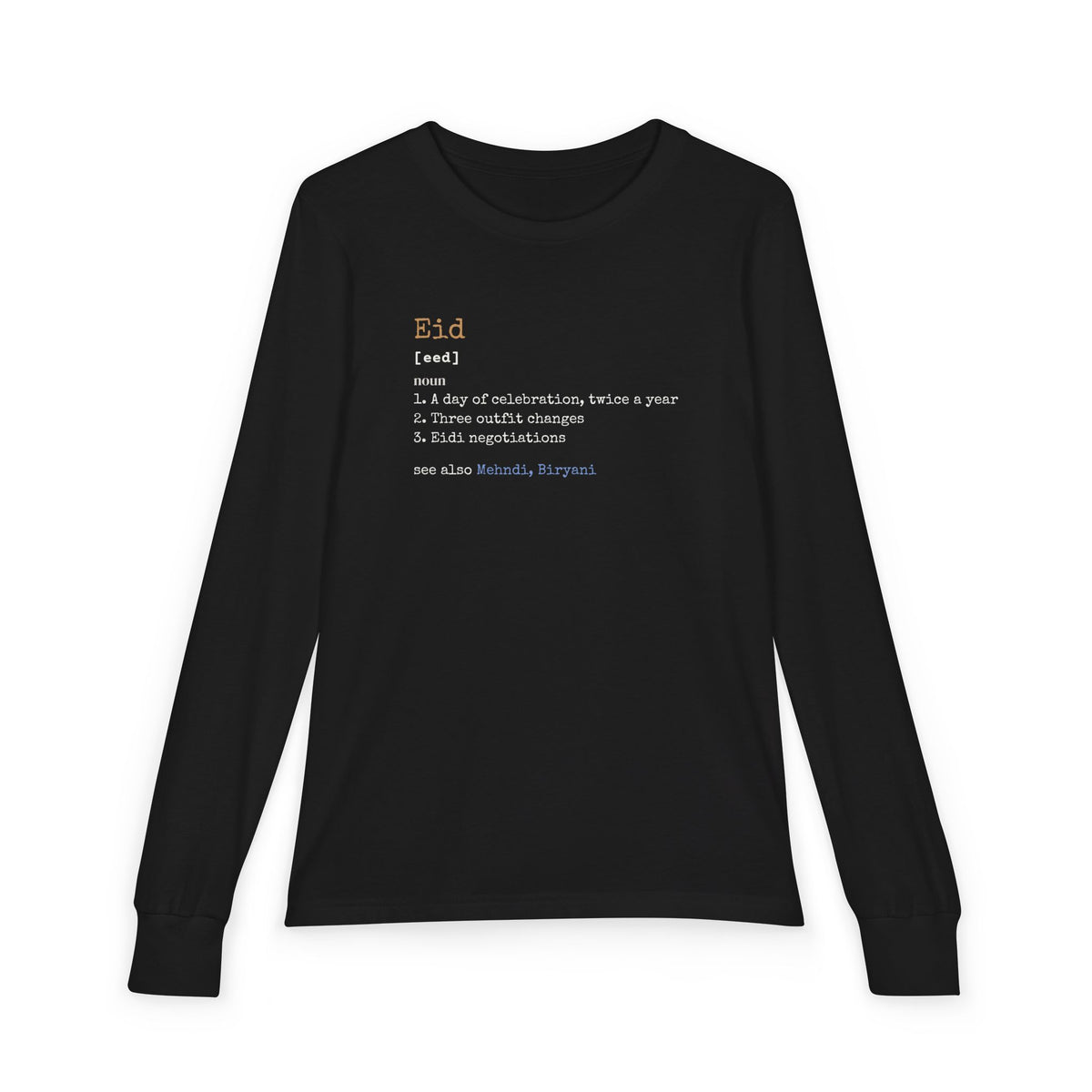 Eid Definition Kids Kids Long Sleeve Shirt in Black – AdabStars
