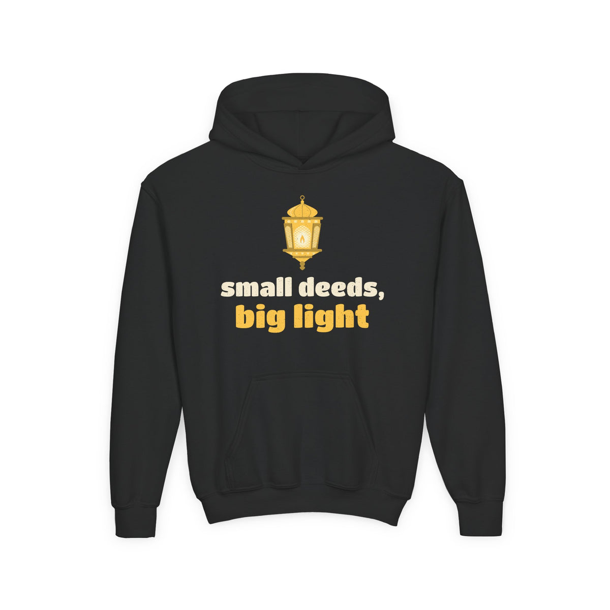 Small Deeds, Big Light Ramadan Kids Hoodie | Deeds Big Light Ramadan Kindness Lantern Good Habits | AdabStars Islamic Apparel