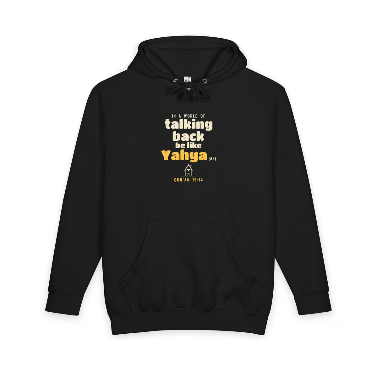 Be Like Yahya (AS) Heavyweight Premium Heavyweight Hoodie in Black, front and back print – AdabStars