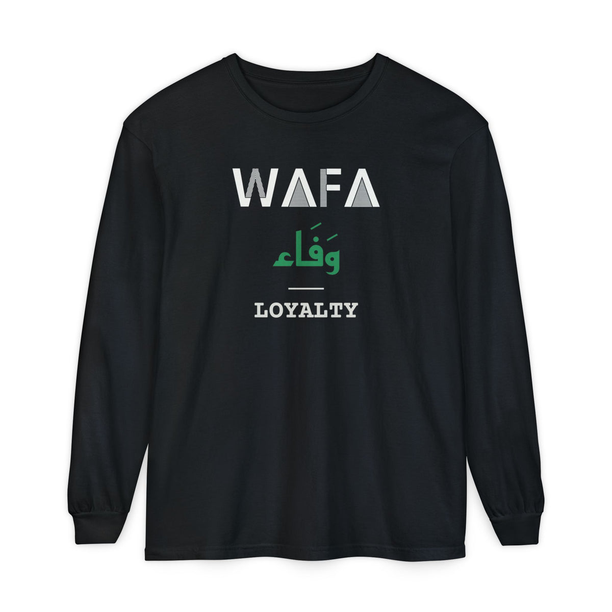 Wafa Dual Language with English Meaning Islamic Heavyweight Long Sleeve Shirt in Black – AdabStars