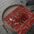 Red Tatreez Palestinian Style Gift Wrapping Paper – Traditional Embroidery Pattern for Eid, Ramadan & Special Occasions back 