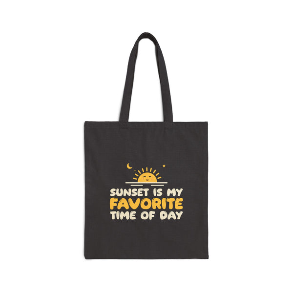 Sunset Is My Favorite Time Of Day Canvas Tote Bag in Black, one-sided print – AdabStars