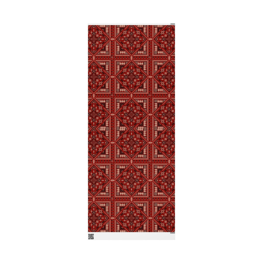 Red Tatreez Palestinian Style Gift Wrapping Paper – Traditional Embroidery Pattern for Eid, Ramadan & Special Occasions